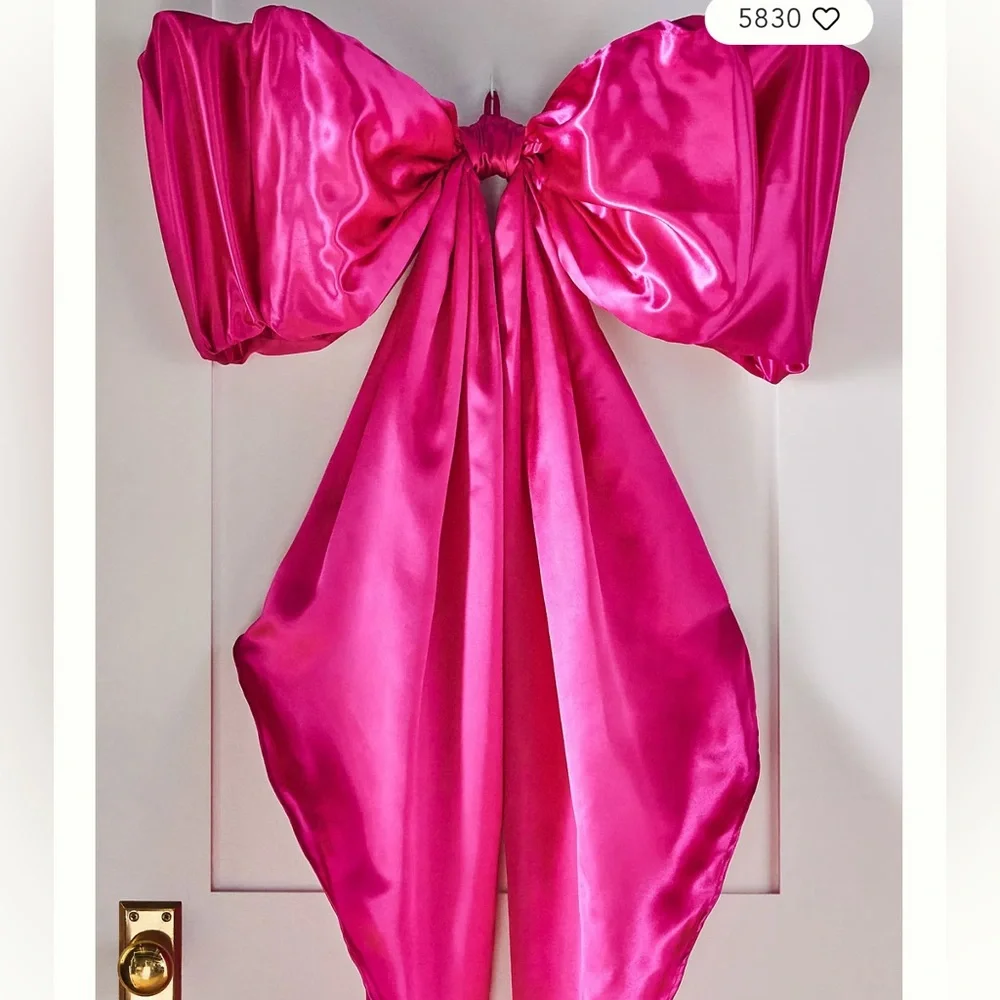 New Anthropologie Satin Bow Tree Topper Pink Christmas